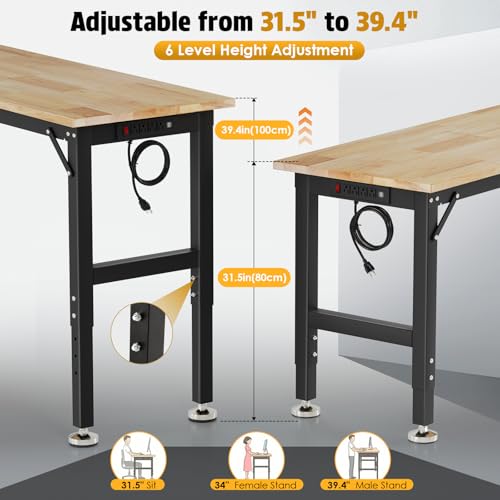 TLGREEN 60 x 22-Inch Adjustable Workbench, 2000 lb Capacity - size: 60"