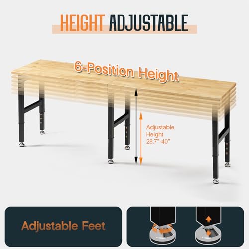 SPECRAFT 72-Inch Black Adjustable Heavy-Duty Workbench - color: Black, size: Standard/72"x24"