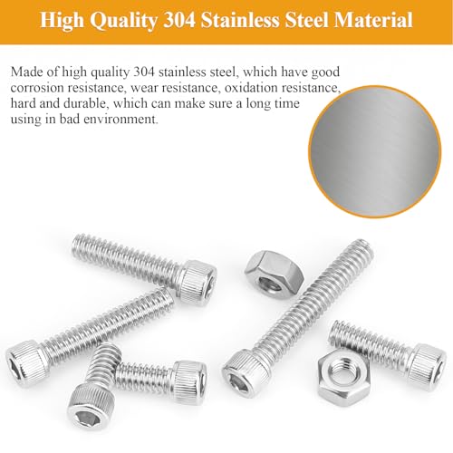 57 Pieces 1/4-20 x 1/2", 3/4", 1", 1-1/4", 1-1/2", Hex Socket Head Cap Screws Nuts Assortment Kit - size: 1/4"-20, style: Socket Head
