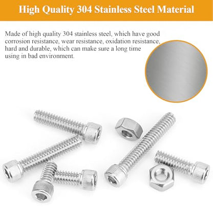 57 Pieces 1/4-20 x 1/2", 3/4", 1", 1-1/4", 1-1/2", Hex Socket Head Cap Screws Nuts Assortment Kit - size: 1/4"-20, style: Socket Head