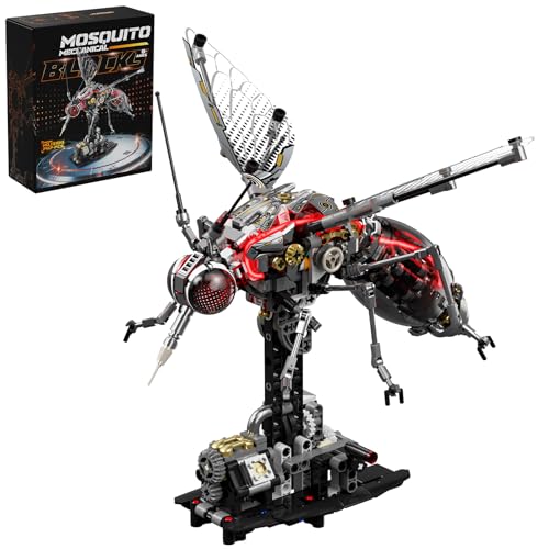 Mosquito Building Block – Hand-Crank Moving Wings & Abdomen Model Kit, STEM DIY Construction Set Great Birthday Idea for Teens & Adults - color: Black