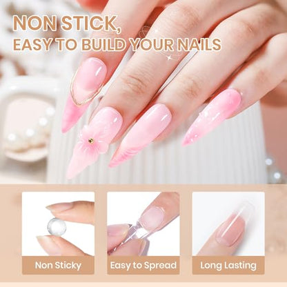 3d Gel Nail Art Sculpture Non Stick Hand Molding Gel for Nails - color: Clear&Pink&Pearl White