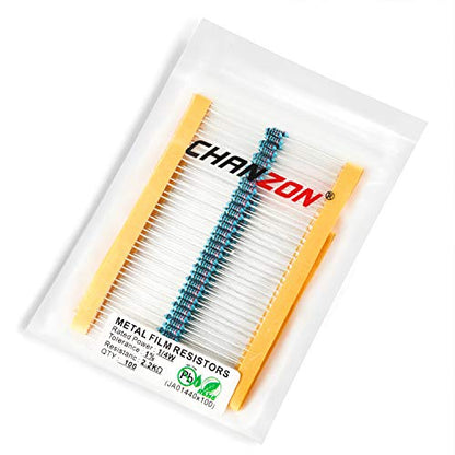 Chanzon 100pcs 1/4W (0.25W) 2.2K Ω ohm Metal Film Fixed Resistor - size: [1-4ZC07] 2.2K ohm