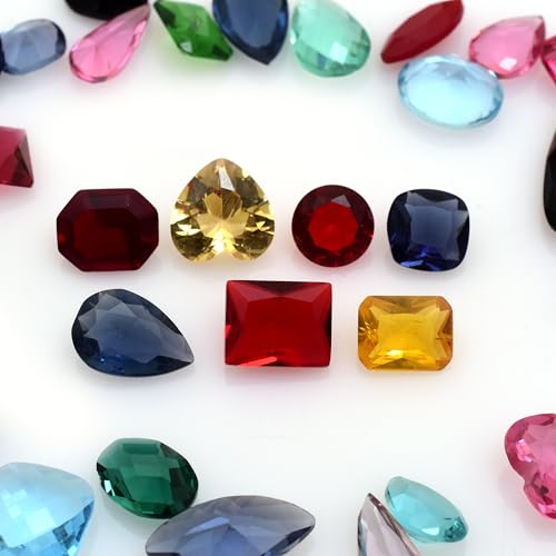 Mixed Natural Glass Loose Gemstones | Grade A+ (Natural Inclusions) | Hand Cut & Polished Gemstone Mix | Bulk Gemstone Lot for Jewelry Making, Craft, Healing (100 Carats)