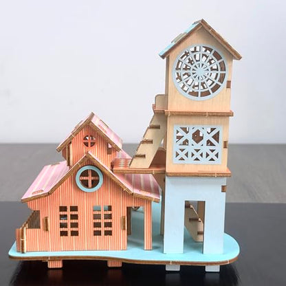 Log Cabin 3D Wooden House Puzzle,DIY Mini Building Model Kit，011 - color: 011