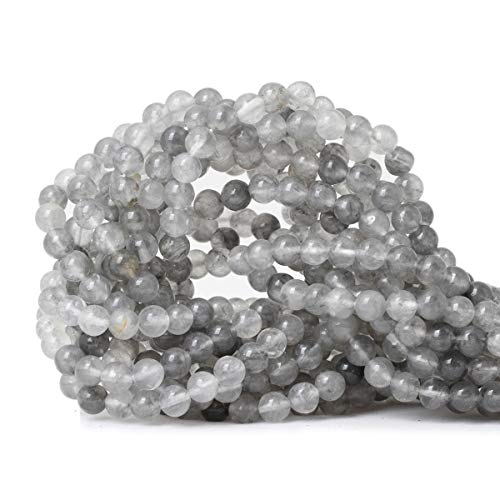 60PCS 6mm Natural Cloud Crystal Gemstone Round Loose Beads Crystal Energy Stone Healing Power for Jewelry Making 1 Strand 15" - color: Cloud Crystal, size: 6mm