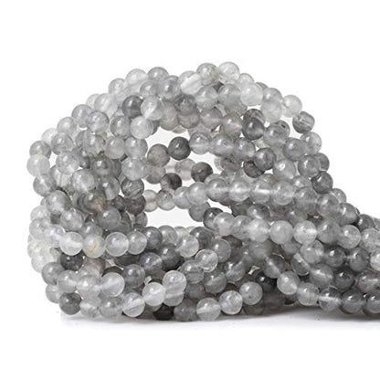 60PCS 6mm Natural Cloud Crystal Gemstone Round Loose Beads Crystal Energy Stone Healing Power for Jewelry Making 1 Strand 15" - color: Cloud Crystal, size: 6mm