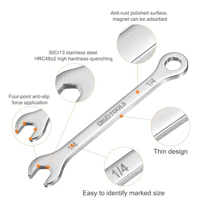 HARFINGTON 1/4" Thin Combination Wrench Stainless Steel Spanner - size: 1/4"