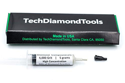 TechDiamondTools Diamond Polishing Compound Polishing Paste USA Made 4,000 Grit 2-4 Microns for Marble Glass Metal Rock Jewelry Resin Silver Chrome Gemstone with High Concentration of Diamond Powder - size: 4,000 grit / 2 - 4 microns