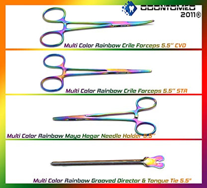 OdontoMed2011® Advanced Anatomy Kit | Premium Stainless Steel Multi Titanium Rainbow Color | 24 Pcs Tools Set with Scalpel Knife Handle for Medic Students | Included in Case ODM