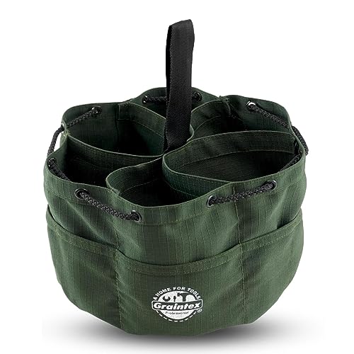 Graintex GB2887 Grab Bag Dark Green Color Rip-Stop Canvas 18 Pockets Drawstring Closure - color: Hunter Green