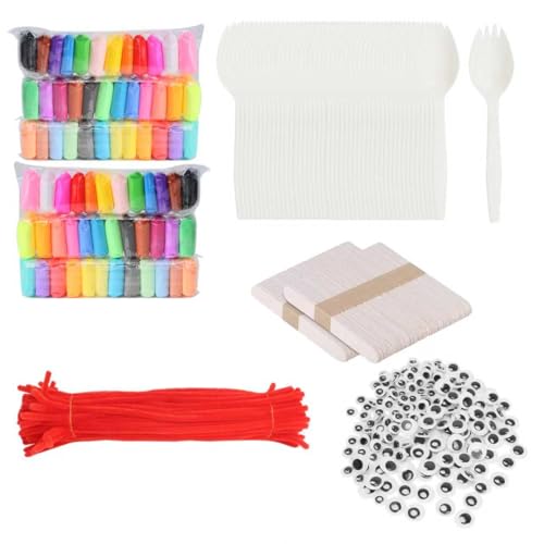 100 Pcs Fork Creativity Set-Arts & Crafts Supplies with Plastic Forks & Clay, Creative DIY Craft Kit to Enhance Hands-On Ability, Make Your Own Forky & Unique Crafts,Large Quantity Value Pack