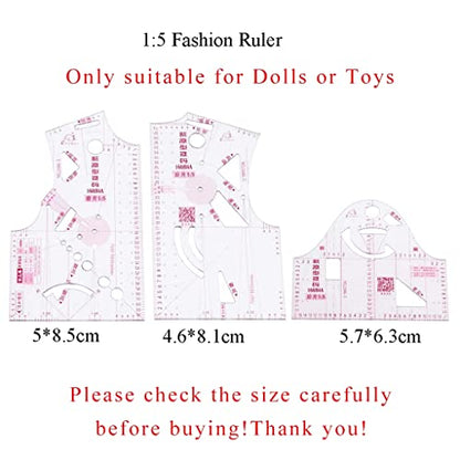 1:5 Small Garment for Doll Toys Clothing Ruler Templates Design Ruler Plastic Pattern Making Measuring Tailor Sewing Too Plastic