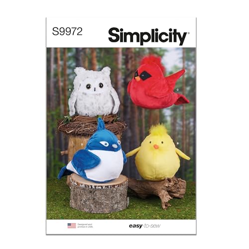 Simplicity S9972 Easy-to-Make Plush Birds Sewing Pattern, One Size