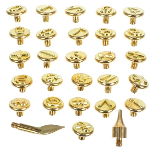 26 Letters Wood Burning Tips Set, Copper Wood Burning Letter Stamps for DIY Pyrography, Woodworking, Carving, Craft Projects