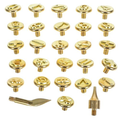 26 Letters Wood Burning Tips Set, Copper Wood Burning Letter Stamps for DIY Pyrography, Woodworking, Carving, Craft Projects