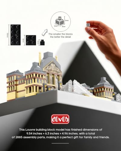 dOvOb Architecture Louvre Micro Building Blocks Set（2885PCS） - World Famous Architectural Model Toys Gifts for Kid and Adult