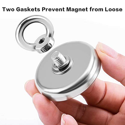 260 lbs High Power Fishing Magnet, Large Magnet Fishing Kit, Super Powerful Magnets with Rare Earth Neodymium for River, Magnetic Fishing Indoor, Outdoor - style: J60-2.36in