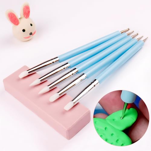 DIYOOHOMY 9 Pcs Polymer Clay Tools, Ball Stylus Silicone Sculpting Tools for Pottery Rock Dot Painting Nail Art Blending Clay Carving Ceramic Drawing DIY Craft Modeling - color: blue