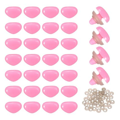 MECCANIXITY 50set 12mm Large Plastic Triangle Safety Noses Pink with Washer for Crochet Stuffed Animal Doll Craft Puppet Plush Toy Bear - color: Pink, size: 12mm