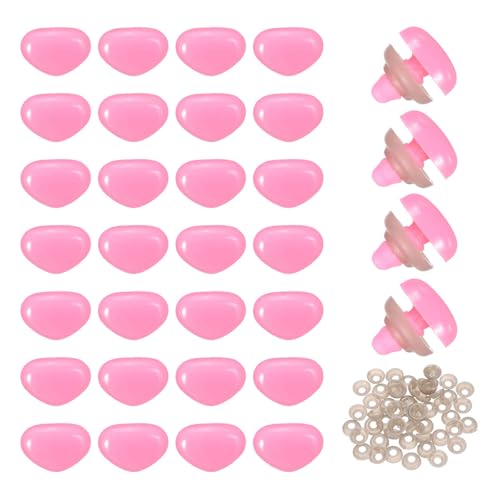 MECCANIXITY 50set 12mm Large Plastic Triangle Safety Noses Pink with Washer for Crochet Stuffed Animal Doll Craft Puppet Plush Toy Bear - color: Pink, size: 12mm