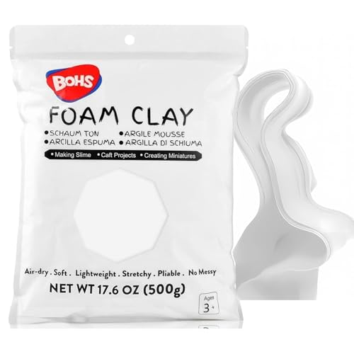 BOHS Foam Clay, White Air Dry Modeling Clay, 1.1 lb - color: White, size: 500 g