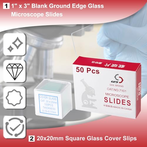 Microscope Slides Clear Glass 50 Pcs Blank Microscope Slides Ground Edges - style: Microscope Slides Set