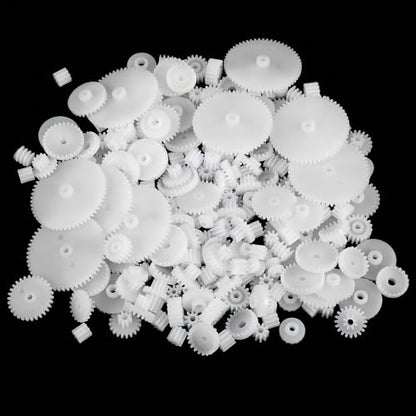200 Pcs Plastic Gear Set, Single-Gear, Spindle Gears, Small Motor Gears, Model Toy Gear Kit, DIY Gear-Assortment Accessories Set for Model (6 Styles)