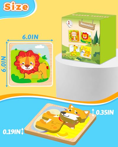 Benresive Wooden Toddler Puzzles, Montessori Toddler Toys for 1 2 Year Old - style: 4 PCS
