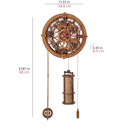 WOODEN.CITY Vintage Wall Clock Kit – 3D Wooden Puzzle for Adults, Mechanical DIY Clock Model, No Glue Required, Made in EU