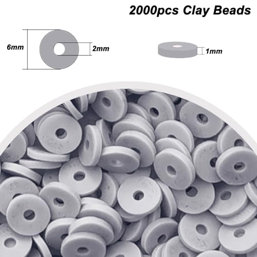 Silver Clay Beads for Bracelets Jewelry Making - color: Silver Clay Beads