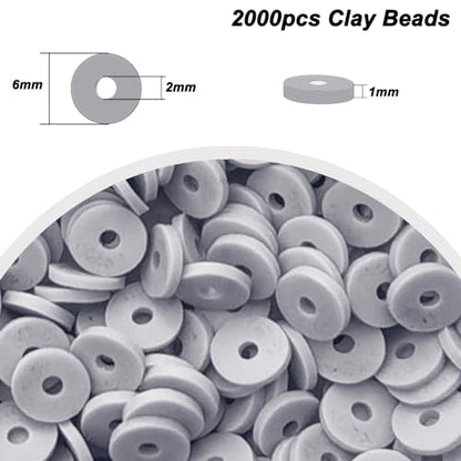 Silver Clay Beads for Bracelets Jewelry Making - color: Silver Clay Beads