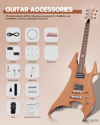 Leo Jaymz DIY Electric Guitar Kits with Mahogany Body and Maple Neck - Laurel Wood Fingerboard and All Components Included (BC)