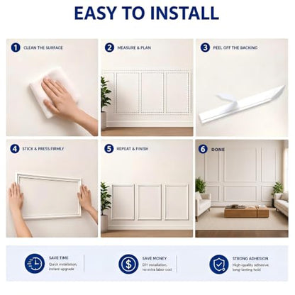 Peel and Stick Wall Molding Kit, Pre Cut Bilinear Frame Wainscoting Panel - color: 24"x60"+13.5"x46.8"