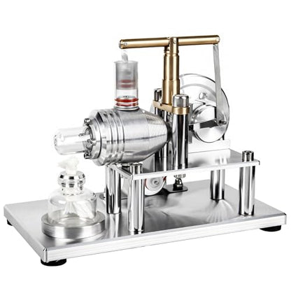MagicTech Hot Air Stirling Engine Cylinder Electricity Power Metal Physics Assembly Model Silver JY39 - size: 6.5 x 3.74 x 4.72 Inch