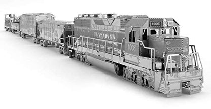 Fascinations Metal Earth Freight Train Box Gift Set 3D Metal Model Kit, Silver
