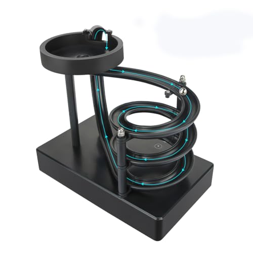 Kinetic Art Perpetual Motion Machine, Non-Stop Rolling Ball Funny Desk Toys - color: Black