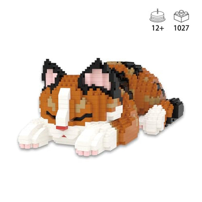 Larcele 1027 Pcs Tortoiseshell Cat Pet Micro Blocks Toy for Kids 8+ KLJM-05 - style: Tortoiseshell Cat