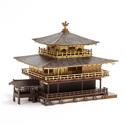 Kinkakuji Golden Temple Wooden Architecture 3D Puzzle - Fun DIY Wood Craft Kits - Ideal Gift for Birthdays and Party Favors - style: Golden Temple