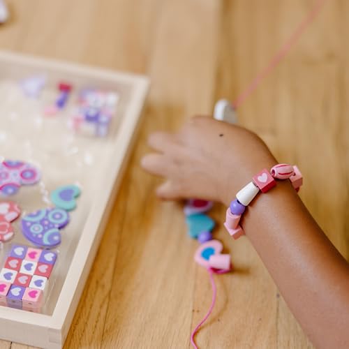 Melissa & Doug Created by Me! Heart Beads Wooden Bead Kit, 120+ Beads and 5 Cords for Jewelry-Making - size: 1 Count, style: Hearts