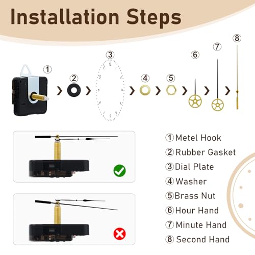 15 Pack Clock Mechanism Replacement Kit with 19 Pairs Clock Hands - size: Thread length 0.78 inche