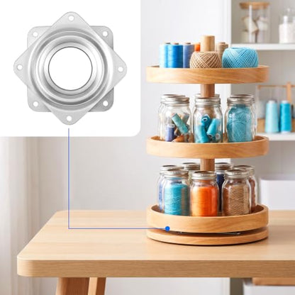20Pack Lazy Susan Hardware, 3-Inch Square Ball Bearing Swivel