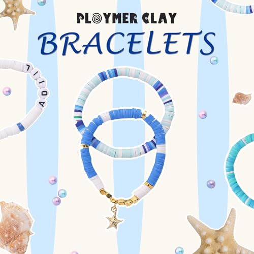 ADIIL 7200pcs Clay Beads Bracelet Making Kit, 6mm Polymer Heishi Beads for Jewelry Making, Friendship Bracelet Kit Birthday Gift for Adults Blue - color: Blue