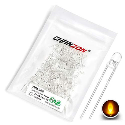 CHANZON 100 pcs 3mm Blinking Yellow LED Diode Lights 1.5Hz Flashing - color: E) Clear Yellow (100pcs)