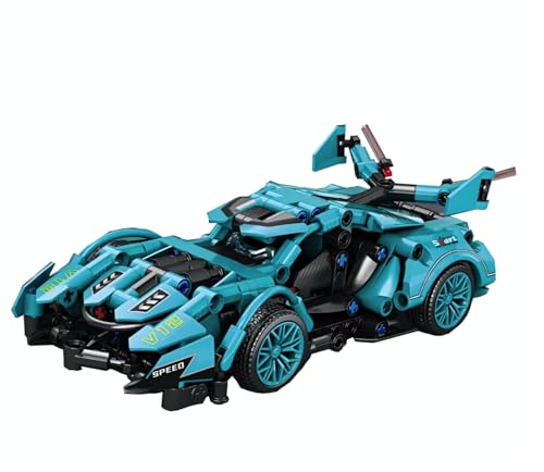 1:20 Technic Super Sports Cars Model Sets - 323 PCS MOC Building Block Car Raceing Engineering Toys, Collectible Sports Car Construction Kit for Girls Boys or Adults (Blue-T) - color: Blue-t