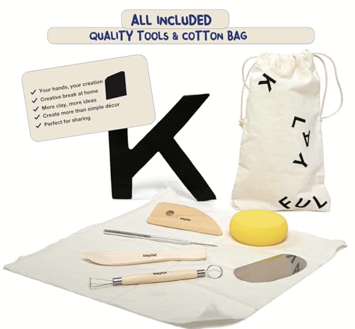 Klayful Pottery Kit for Adults – 6,6lbs Air Dry Clay Pottery Set with Tools, Paints & Brushes – DIY Arts & Crafts Kit for Beginners & Couples | Creative Gift Set for Relaxing Date Night Crafts