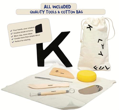 Klayful Pottery Kit for Adults – 6,6lbs Air Dry Clay Pottery Set with Tools, Paints & Brushes – DIY Arts & Crafts Kit for Beginners & Couples | Creative Gift Set for Relaxing Date Night Crafts