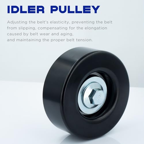 Belt Idler Pulley, 36299, 12555609, 12669569 Belt Pulley Compatible with Select Buick, Chevrolet, GMC, Hummer, etc Models. Automotive Replacement Idler Pulley by KeeRoarin (with Bolt), Black - size: 36299 - GM