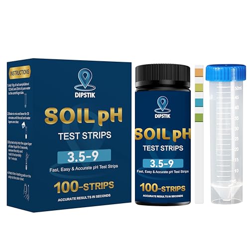 Soil Test Kit for pH 3.5–9 with Tube, 100ct Soil pH Test Strips