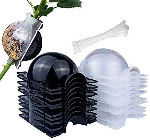 MIIIM 10 PCS Air Layering Propagation Kit with Zip Ties, Reusable Half Transparent Grafting Ball, Air Layering Pods Clear, Plant Rooting Grafting Box for Fast Propagation Plants (Medium) - size: Medium